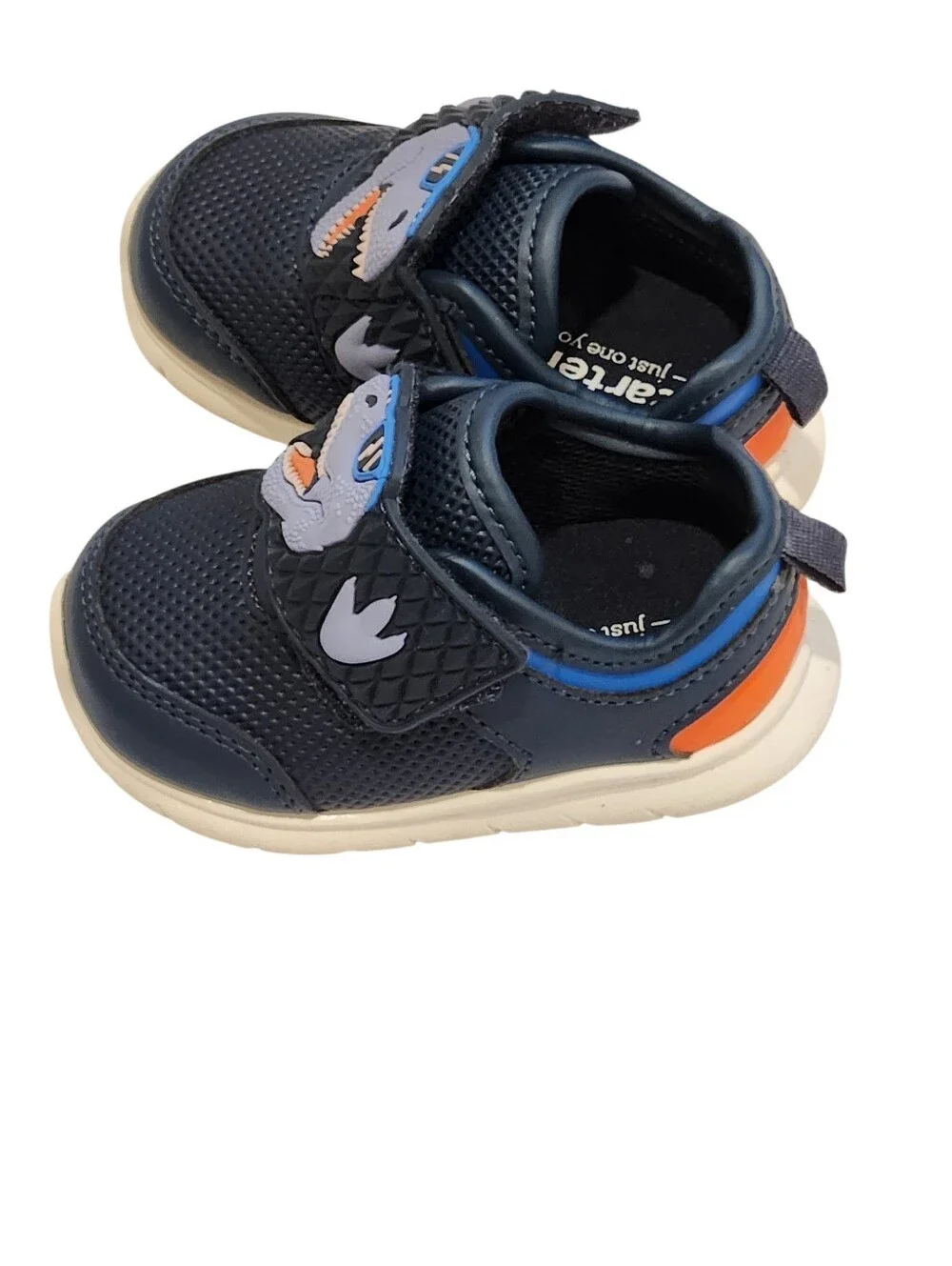 Carter's Just One You Boys Dinosaur Hook & Loop Strap Sneakers US 3 Blue/Orange
